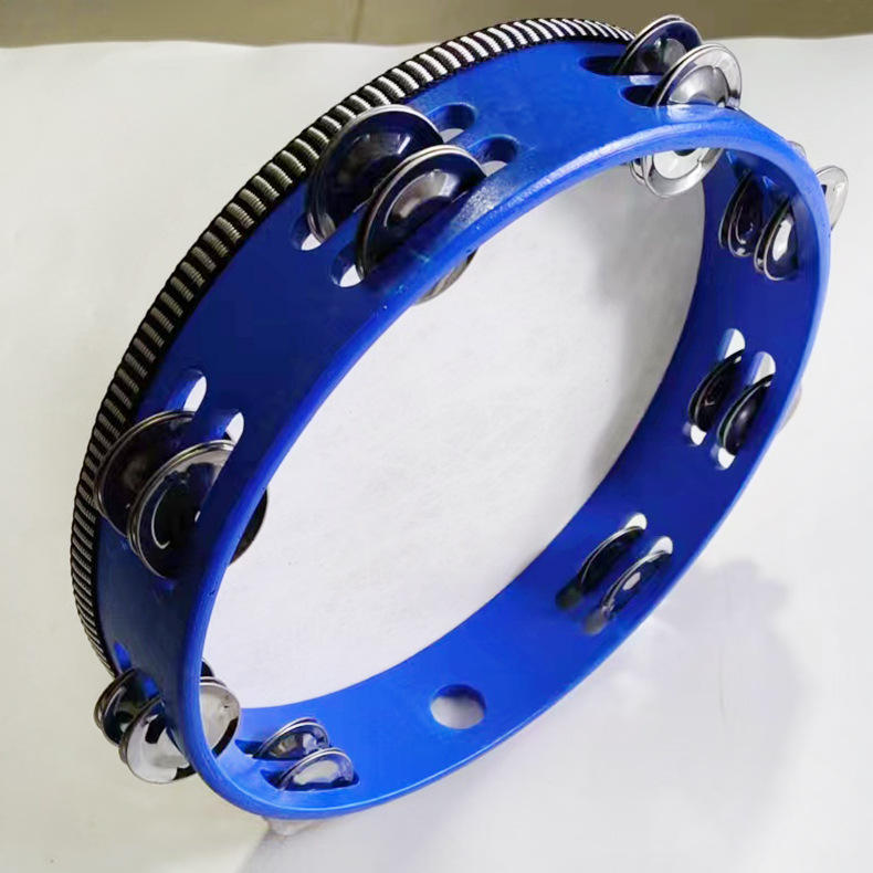 10-Inch Tambourine — Double Row Bells, 4 Colors Available