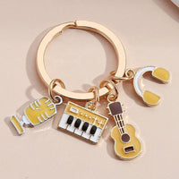 Musical Instrument Keychains — Violin Guitar Piano Metal 3D Keyring Set - View 5