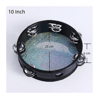 10" Tambourine with Drumhead — Double Row Jingles